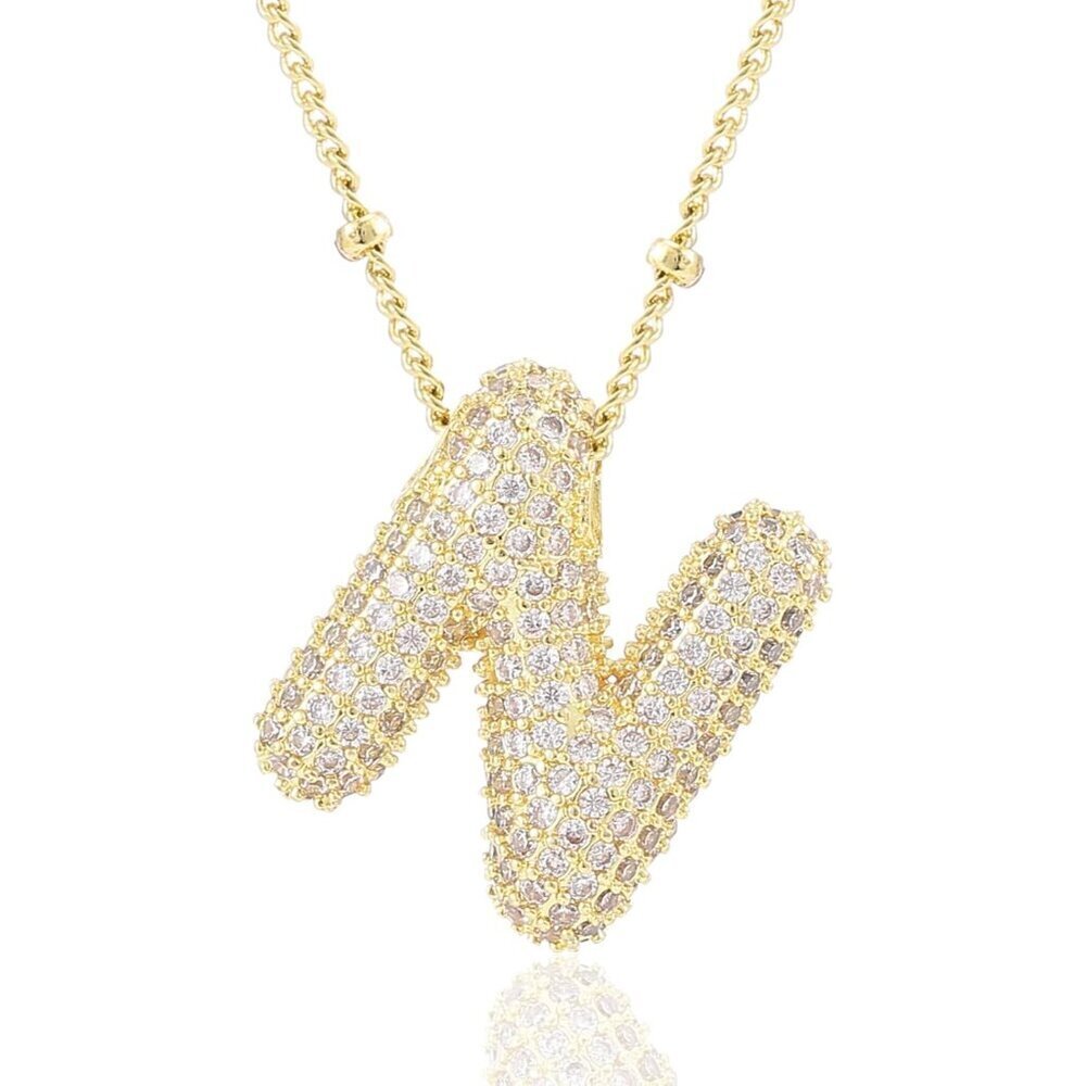 Letter Necklace 14k Gold Plated Brass Dainty Personalized Initial Charm